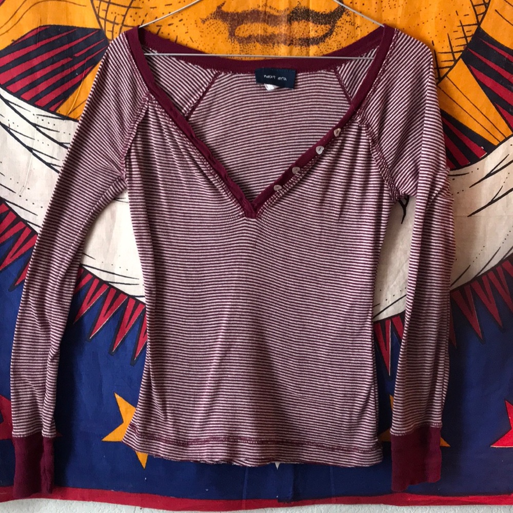 Red and white candy stripe long sleeve tee